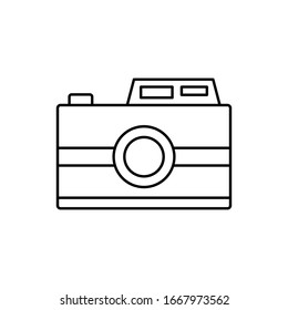 Camera front device icon. Simple line, outline vector elements of shooting equipment for ui and ux, website or mobile application
