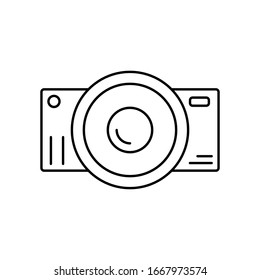 Camera front device icon. Simple line, outline vector elements of shooting equipment for ui and ux, website or mobile application