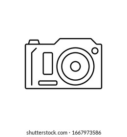 Camera front device icon. Simple line, outline vector elements of shooting equipment for ui and ux, website or mobile application