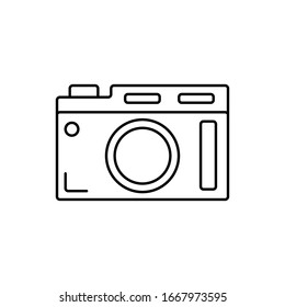 Camera front device icon. Simple line, outline vector elements of shooting equipment for ui and ux, website or mobile application