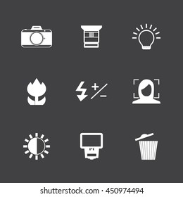 Camera and camera function icon set.