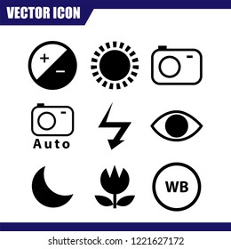 Camera Function Icon Set Vector Template. Icon Sign Element