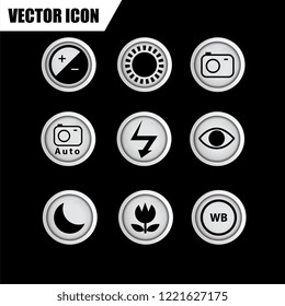 Camera Function Icon Set Vector Template. Icon Sign Element