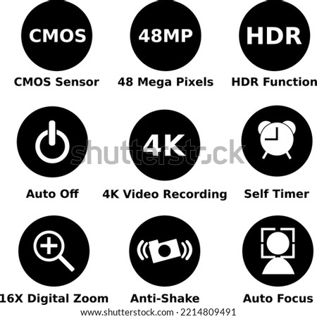 Camera function icons. Vector illustration