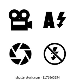 Camera Functions, Menu Mode. Simple Related Vector Icons Set for Video, Mobile Apps, Web Sites, Print Projects and Your Design. Camera Functions, Mode icon Black Flat Illustration on White Background.
