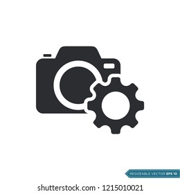 Camera and gear Icon Vector Template Illustration Design
