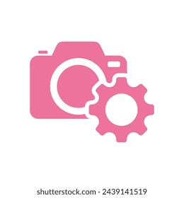 Camera and Gear Icon Vector Template Illustration Logo Design