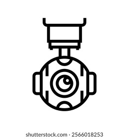 camera gimbal aerial vehicle line icon vector. camera gimbal aerial vehicle sign. isolated contour symbol black illustration