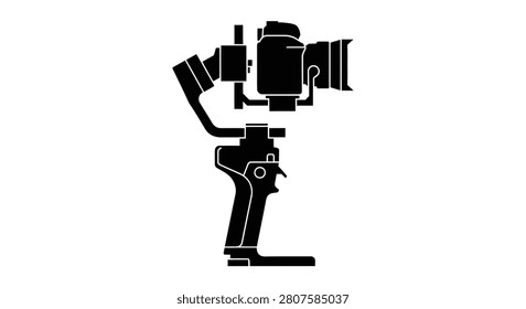 Camera gimbal stabilizer depicted as a black silhouette filmmaking videography cinematography