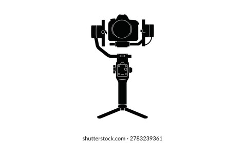 Camera gimbal stabilizer on tripod black silhouette