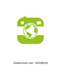 camera and globe icon