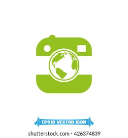 Camera and globe icon vector illustration eps10.