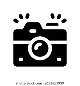 camera glyph icon. Strong and solid vector icon for websites, mobile interfaces, presentations, and visual branding. High quality and easy to edit.