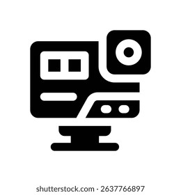 camera glyph icon. Strong and solid vector icon for websites, mobile interfaces, presentations, and visual branding. High quality and easy to edit.