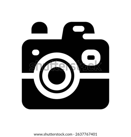 camera glyph icon. Strong and solid vector icon for websites, mobile interfaces, presentations, and visual branding. High quality and easy to edit.