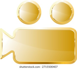Icono de oro de la cámara. Aislado sobre fondo transparente.