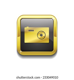Camera Gold Vector Icon Button