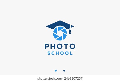 camera with graduate logo design vector silhouette illustration