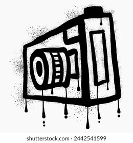  Camera graffiti drawn with black spray paint
