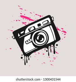 Camera in Graffiti style, vector illustration. 