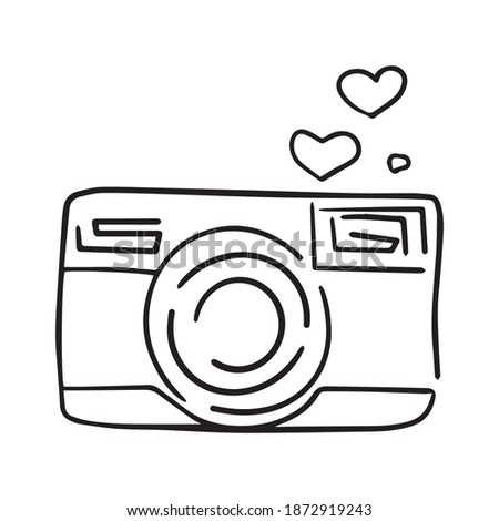camera graphic design vector illustration, icon, art tattoo sketch, logo, use in print, hand draw