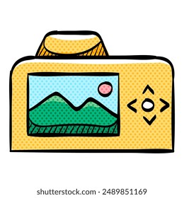 Camera halftone icon hand drawn color vector illustration