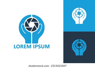 Vector de diseño de logotipo de cuidado manual de cámara