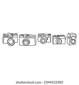 camera hand drawn doodle illustrations vector set