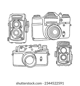 conjunto vectorial de ilustraciones de doodle dibujadas a mano de la cámara