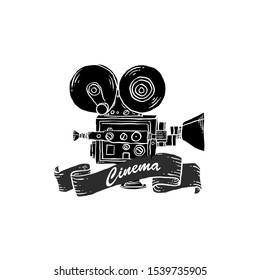 camera hand drawn illustration design, cinema illustration