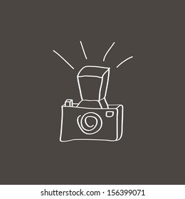Camera hand drawn on gray background