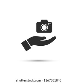 Camera in hand icon