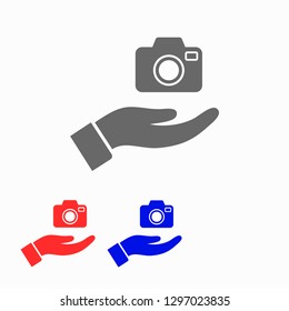 Camera in hand icon