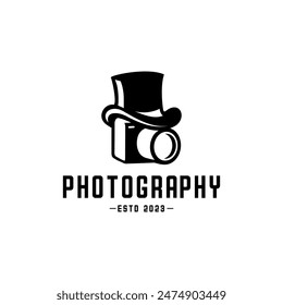 Camera hat magic logo vector