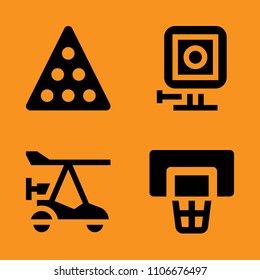 camera, hd, trike and sign icons set. Vector illustration for web and design