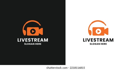 Camera With Headphone Combine Logo Design For Live Streamer