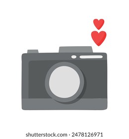 Camera with heart in cute style