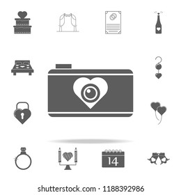 camera with heart icon. Romance icons universal set for web and mobile