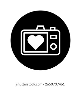 Camera with a heart icon that symbolizes love for photography and creative visual arts