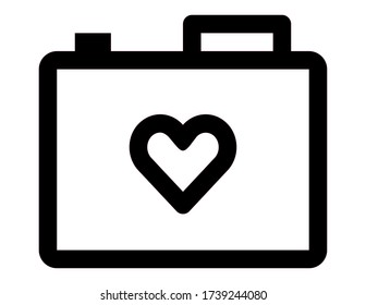 Camera with heart icon vector for web and app