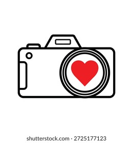 Cámara con el símbolo del corazón Vector