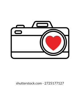 Camera with heart symbol Vector
