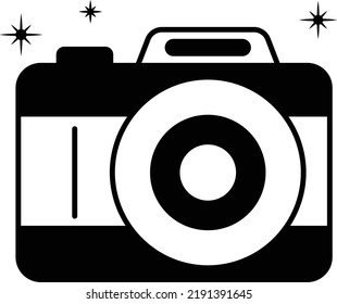 Camera For High Fashion Photography Concept, Full-frame Dslr Cam Vector Icon Design, Glamour And Beauty Symbol, Haute Couture Sign, Fashion Show And Exhibition Stock Illustration