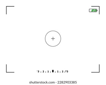 Camera horizontal viewfinder template on White background. Vector photo frame design.