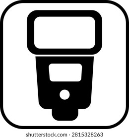 Camera hot shoe speedlight electronic flash light flat black solid glyph icon isolated on white background professional photography lighting equipment