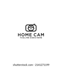 Camera house icon minimalist design representing home security and real estate