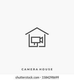 Camera House Illustration Vector Template. Suitable for Creative Industry, Multimedia, entertainment, Educations, Shop, and any related business