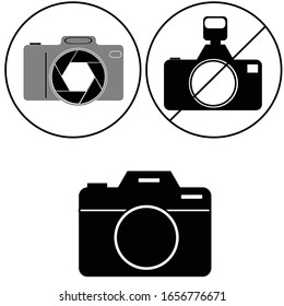 Camera icon in 3 flat style, isolated on white background For marking camera signs Or using as a logo