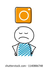 Camera icon - angry stickman. Vector.