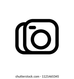 Camera icon. Aperture and photography vector illustration for photo studio, photographer and digital media, isolated background, line art camera